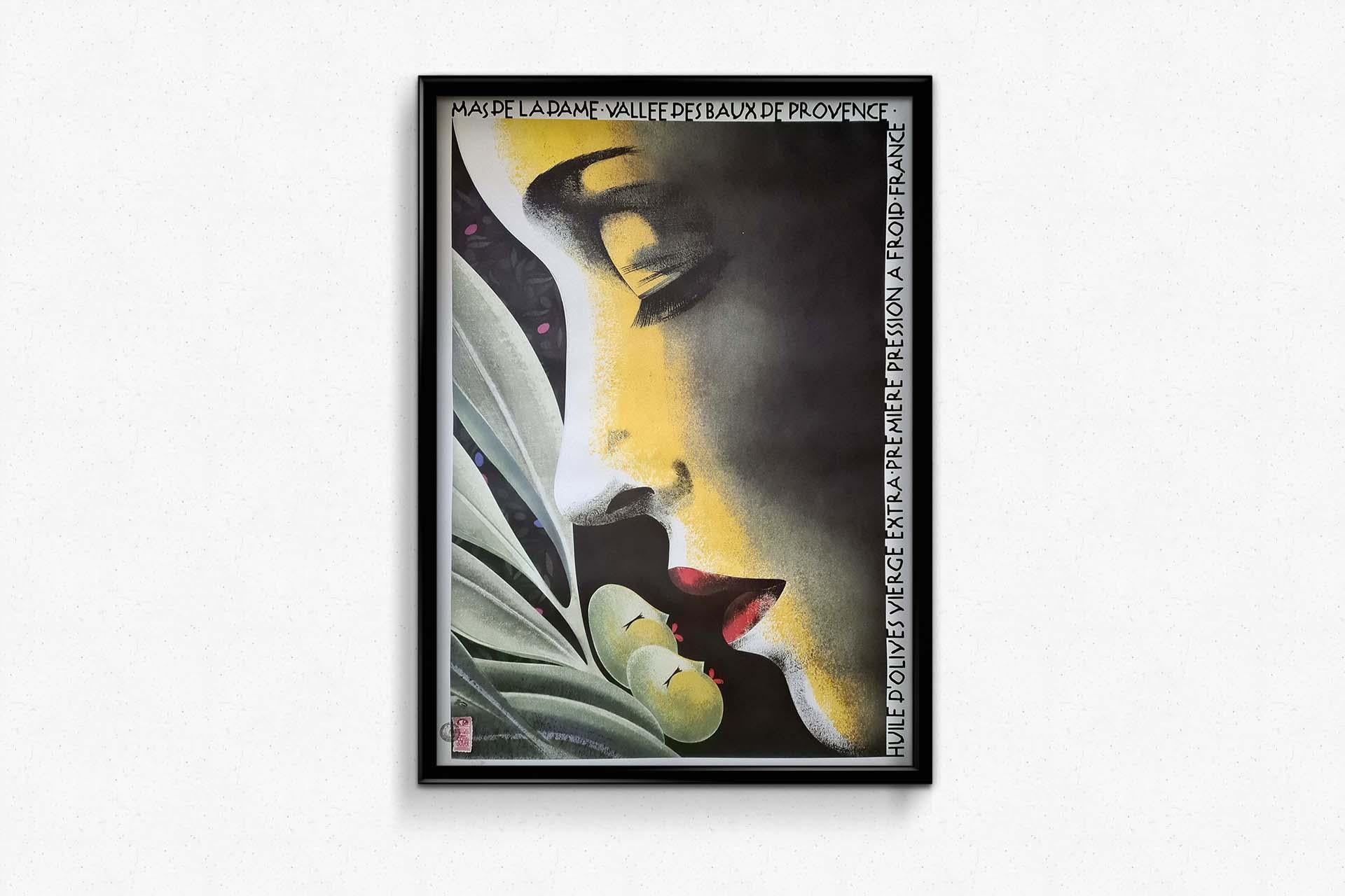 Affiche publicitaire originale de Philippe Sommer Mas de la Dame Huile d'olives en vente 1