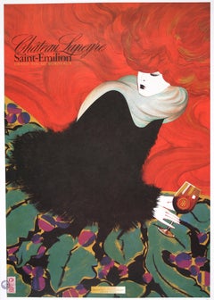 Originalplakat für Chateau Lapeyre Wein von Philippe Sommer, handsigniert, 1998