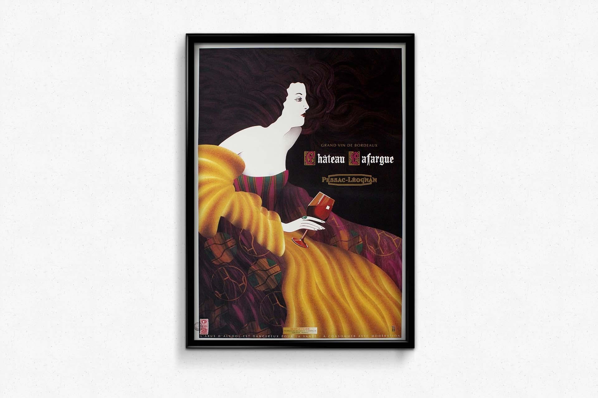 L'affiche originale de Philippe Sommer pour le Château Lafargue Pessac Léognan en vente 3