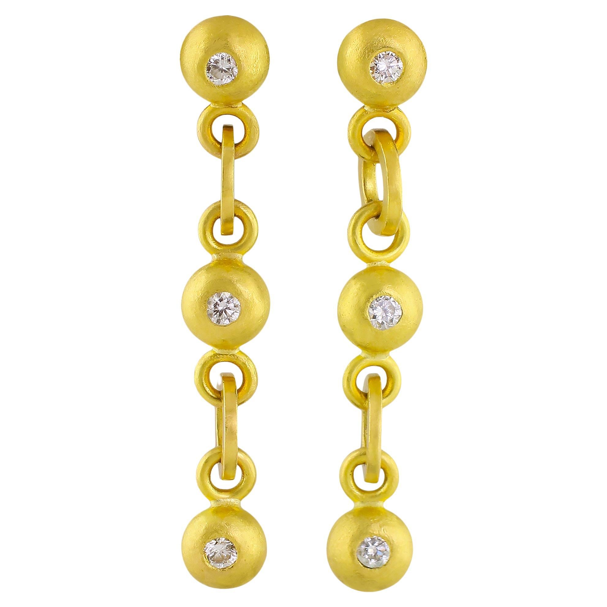 PHILIPPE SPENCER  1/3 Ct. Tw. Colorless Diamonds & Pure 20K Gold Earrings For Sale
