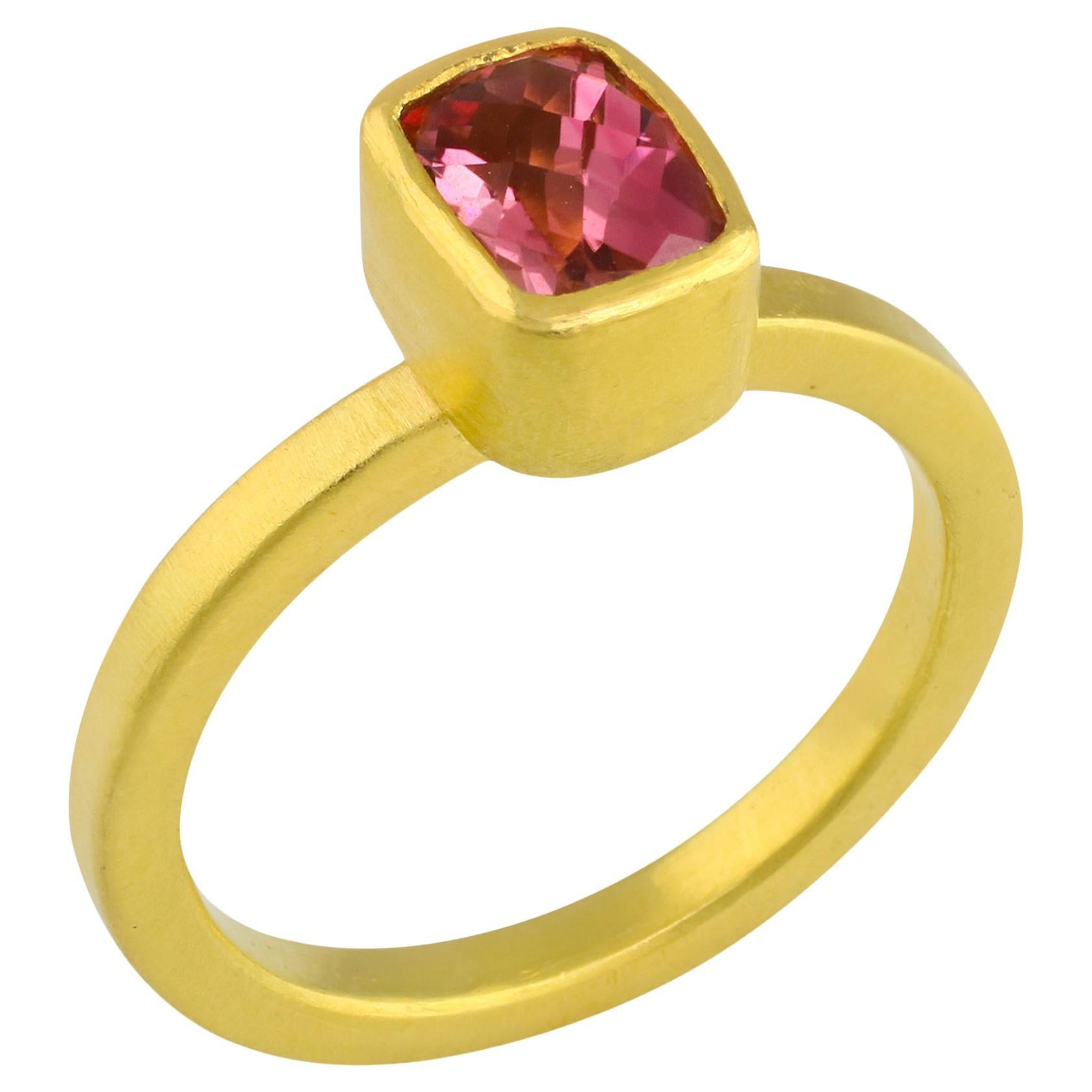 PHILIPPE SPENCER 1.08 kt. Solitärring mit Rosen-Turmalin aus 22 Karat und 20 Karat Gold