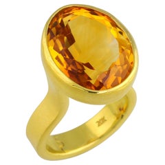PHILIPPE SPENCER 14.04 Ct. Gold Citrine in 22K and 20K Gold Statement Ring