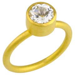 PHILIPPE SPENCER 1.6 Ct. Anello solitario in oro 22 e 20 carati con topazio chiaro