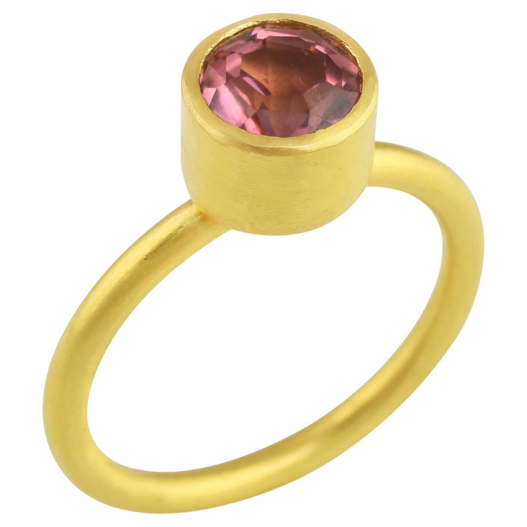 PHILIPPE SPENCER 1.87 Ct. Pink Tourmaline in 22K and 20K Gold Solitaire Ring For Sale