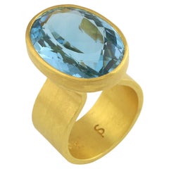 PHILIPPE SPENCER 19.25 Ct. Blue Topaz in 22K and 20K Gold Statement Ring