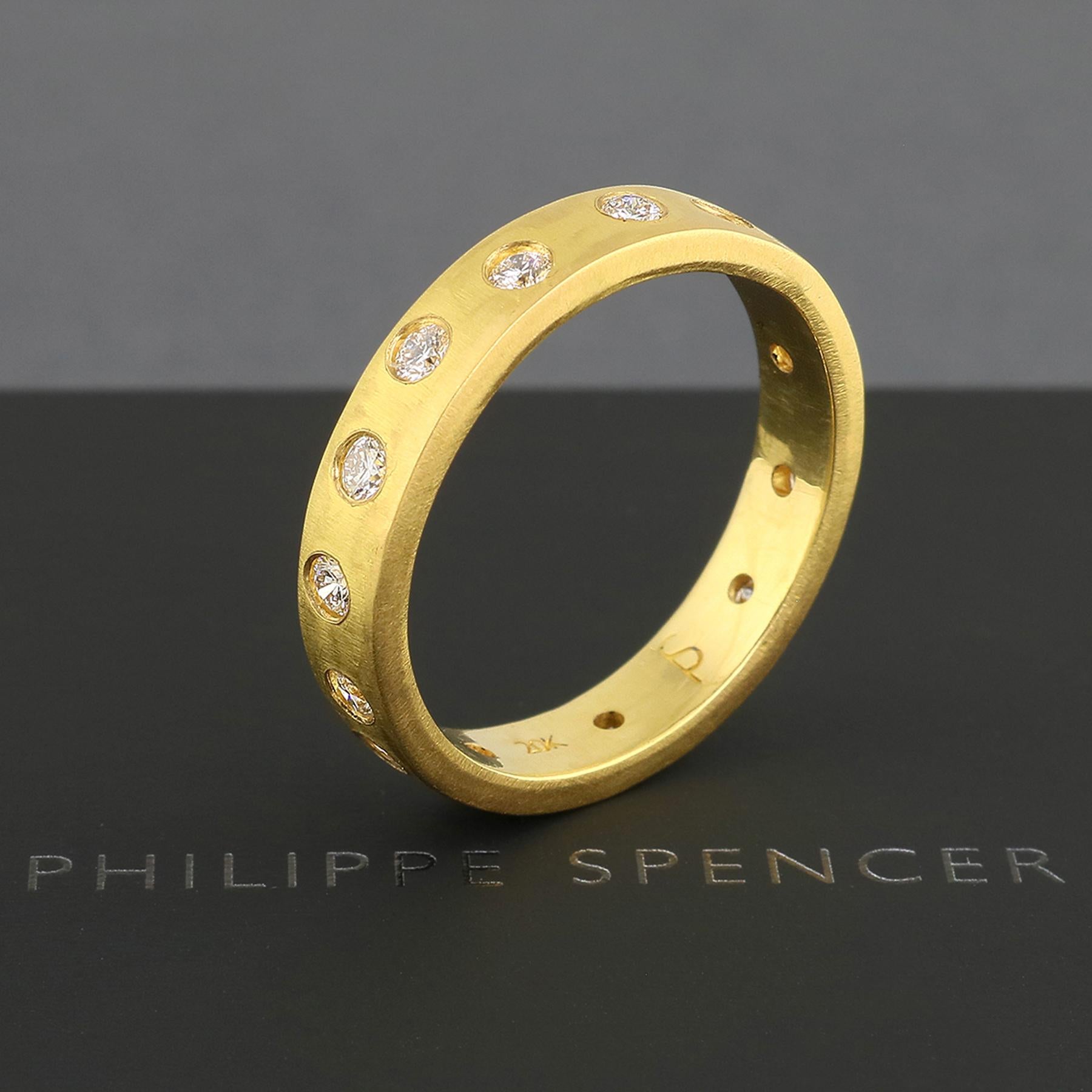 PHILIPPE SPENCER - Bague pour homme en or massif 20K de 5 x 2 mm forgée à la main et à l'enclume avec 