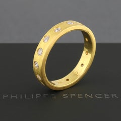 PHILIPPE SPENCER 20K Gold 5x2mm Band & “Lucky 13” COLORLESS Diamonds