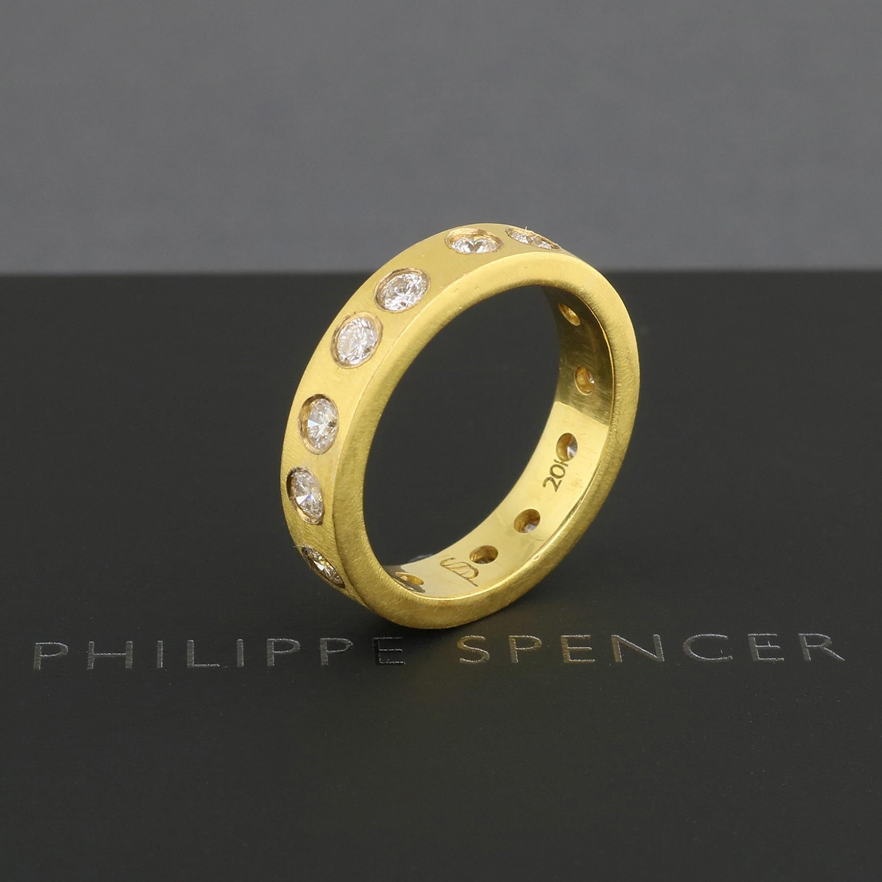 For Sale:  PHILIPPE SPENCER 20K Gold 5x2mm Band & “Lucky 13” COLORLESS Diamonds  2
