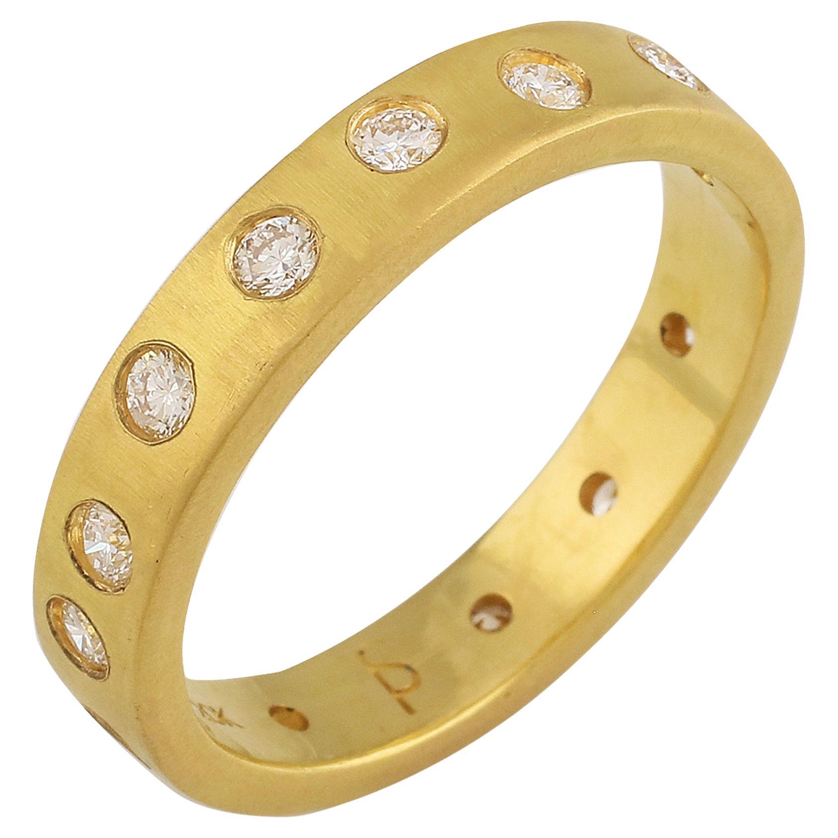 PHILIPPE SPENCER 20K Gold 5x2mm Band & Lucky 13 COLORLESS Diamanten 