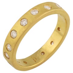 PHILIPPE SPENCER 20K Gold 5x2mm Band & “Lucky 13” COLORLESS Diamonds 