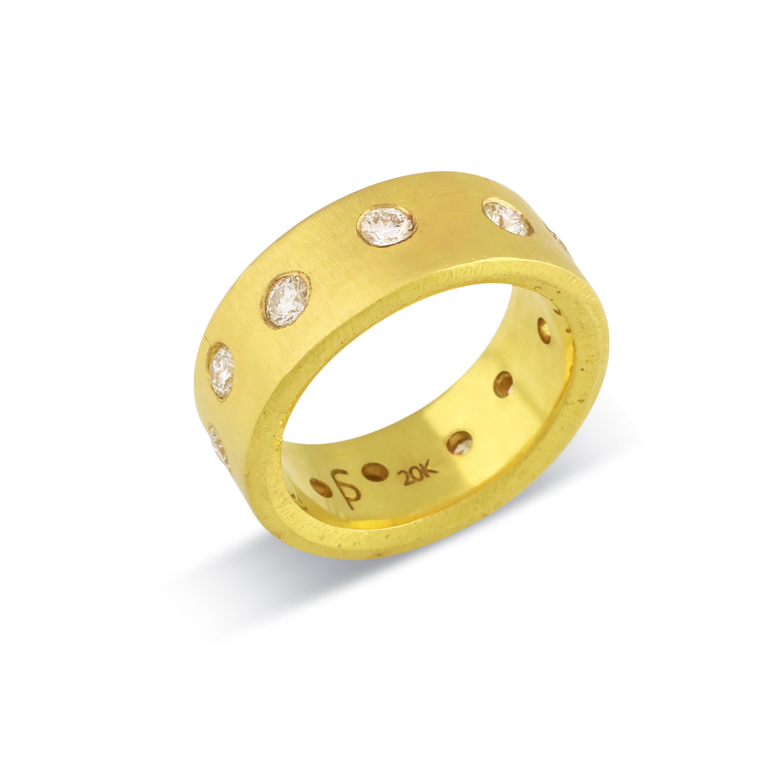 Artisan PHILIPPE SPENCER 20K Gold 8x2mm Band with 1.03 Ct. Tw. COLORLESS Diamonds For Sale