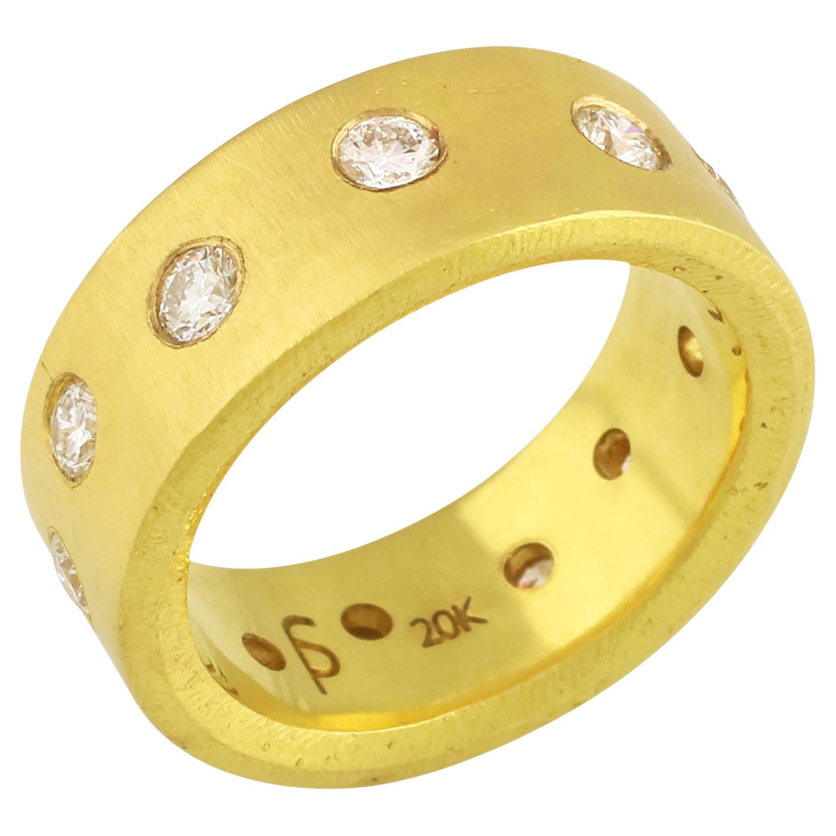 PHILIPPE SPENCER 20K Gold 8x2mm Band with 1.03 Ct. Tw. COLORLESS Diamonds For Sale