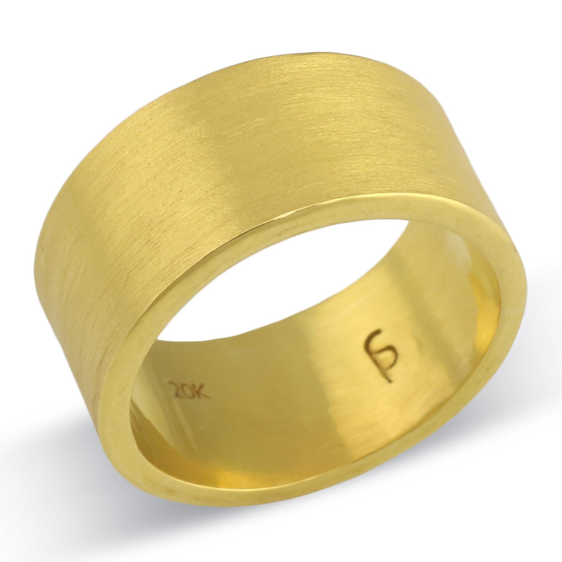 For Sale:  PHILIPPE SPENCER 20K Gold Hand & Anvil Forged 10 x 1.5mm Wide Band Ring 3