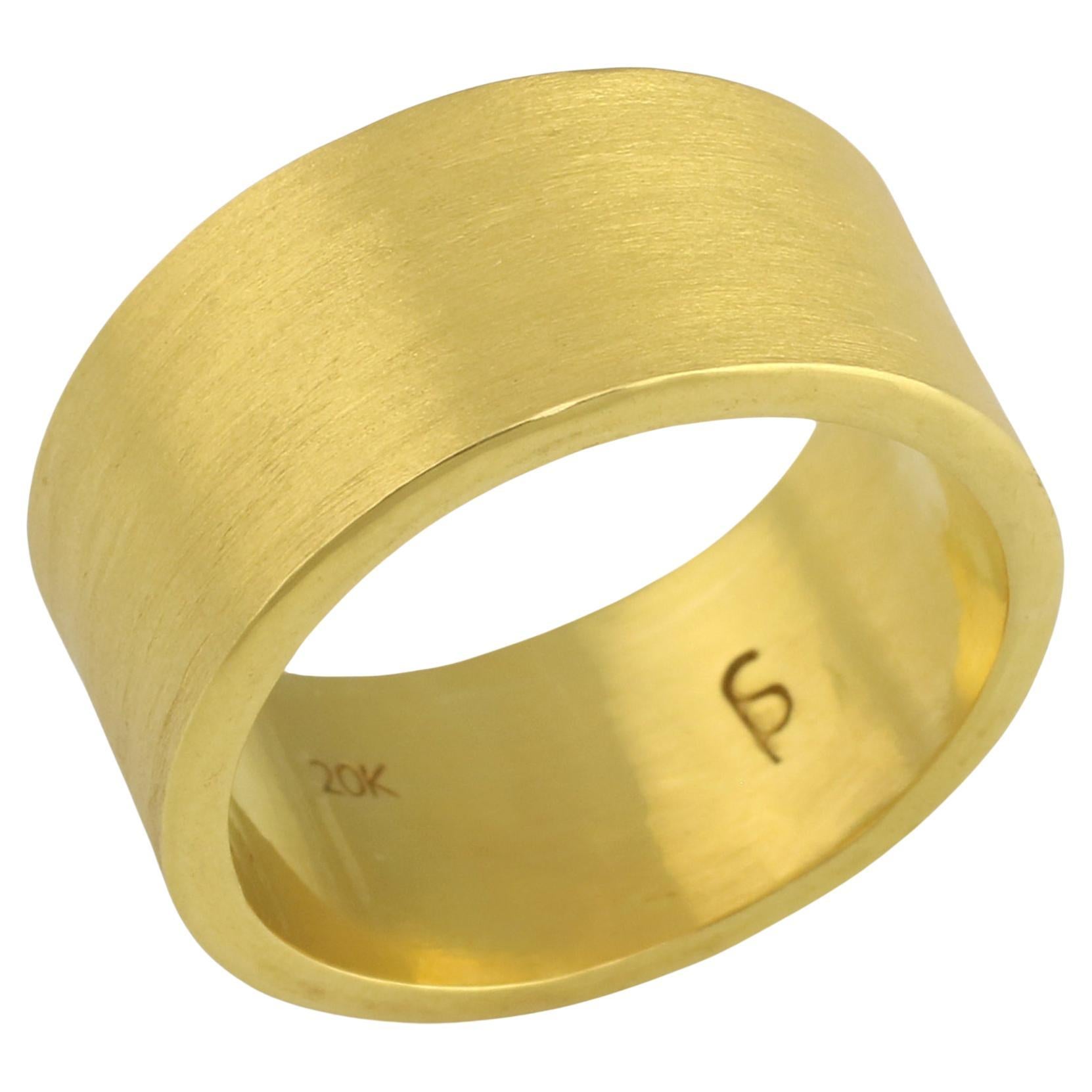 PHILIPPE SPENCER 20K Gold Hand & Anvil Forged 10 x 1.5mm Wide Band Ring For Sale