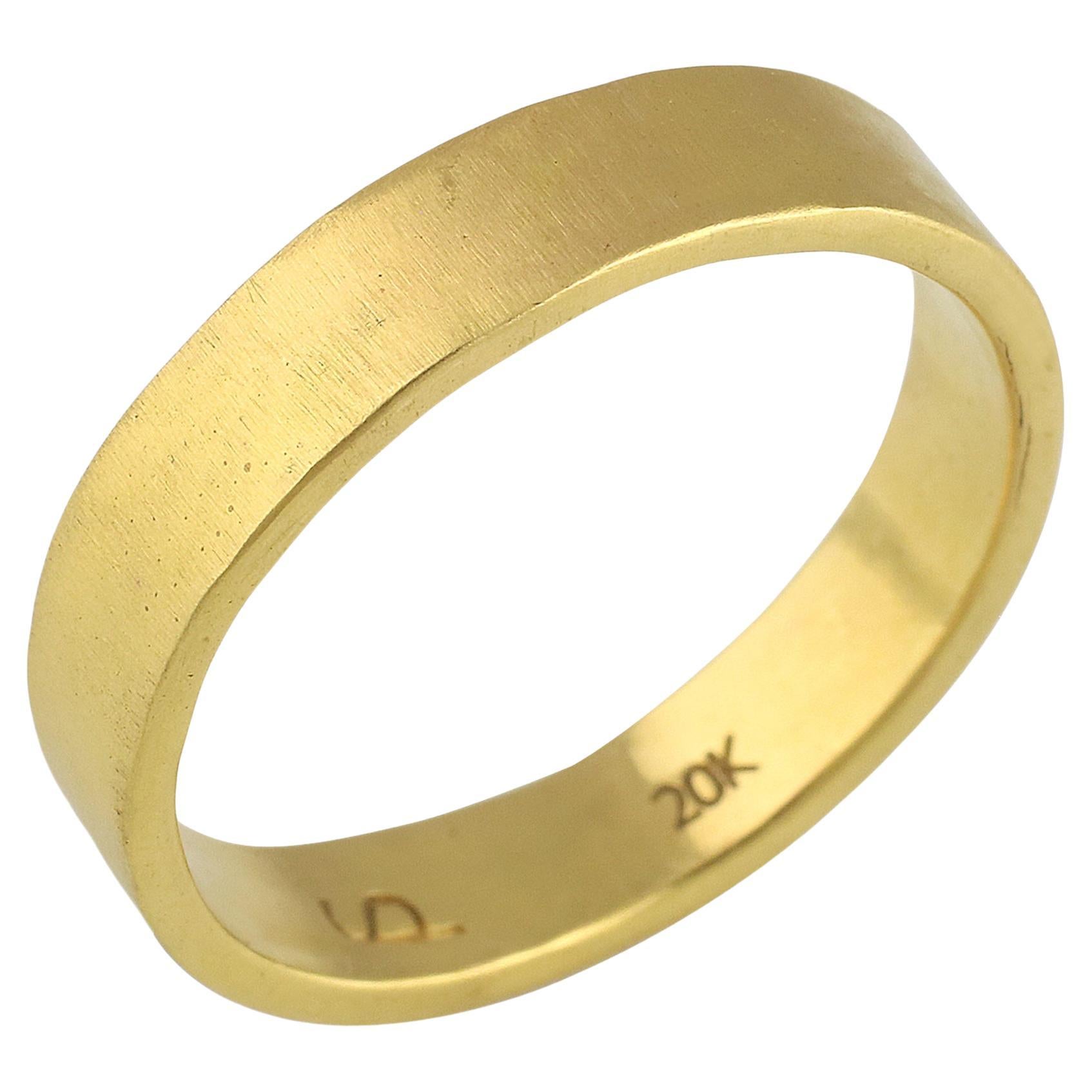 PHILIPPE SPENCER Solid 20K Gold Hand & Anvil Forged 4 x 1.25mm Wide Band Ring For Sale