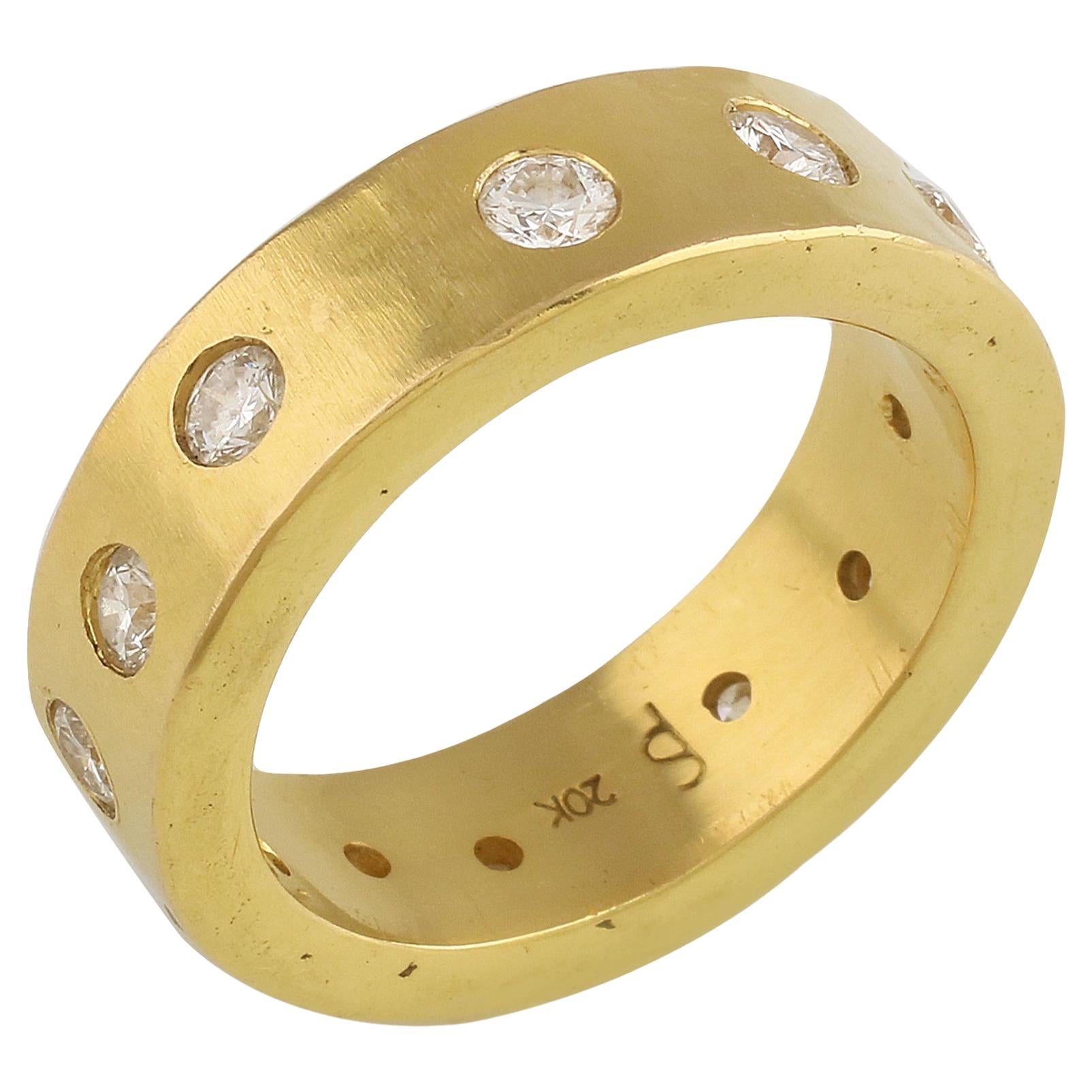 For Sale:  PHILIPPE SPENCER 20K Gold Hand-Forged Men's Ring and 2.16 Ct. Colorless Diamonds