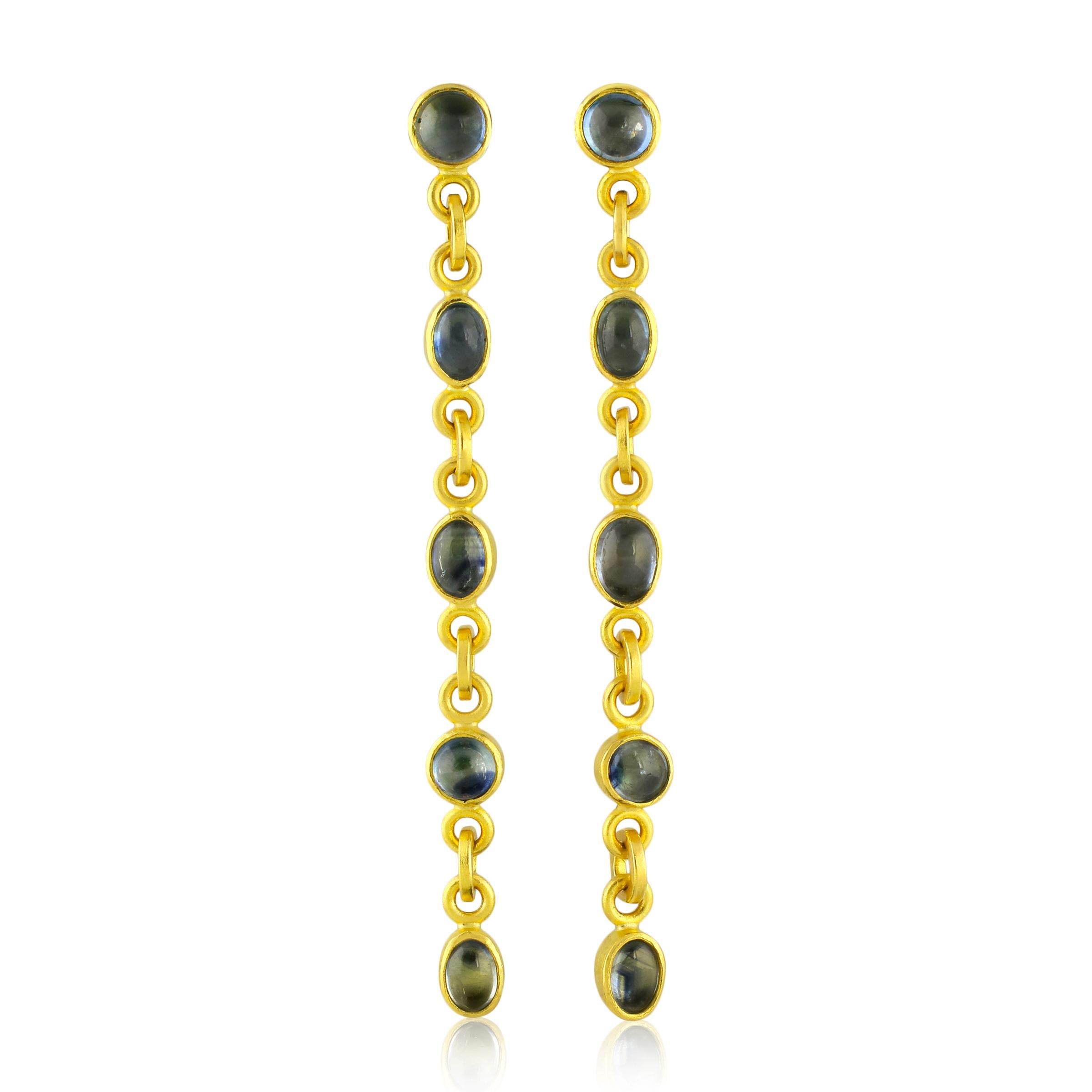 Artisan PHILIPPE SPENCER 22K & 20K Gold with 7.97 Ct. Sapphire Statement Earrings For Sale