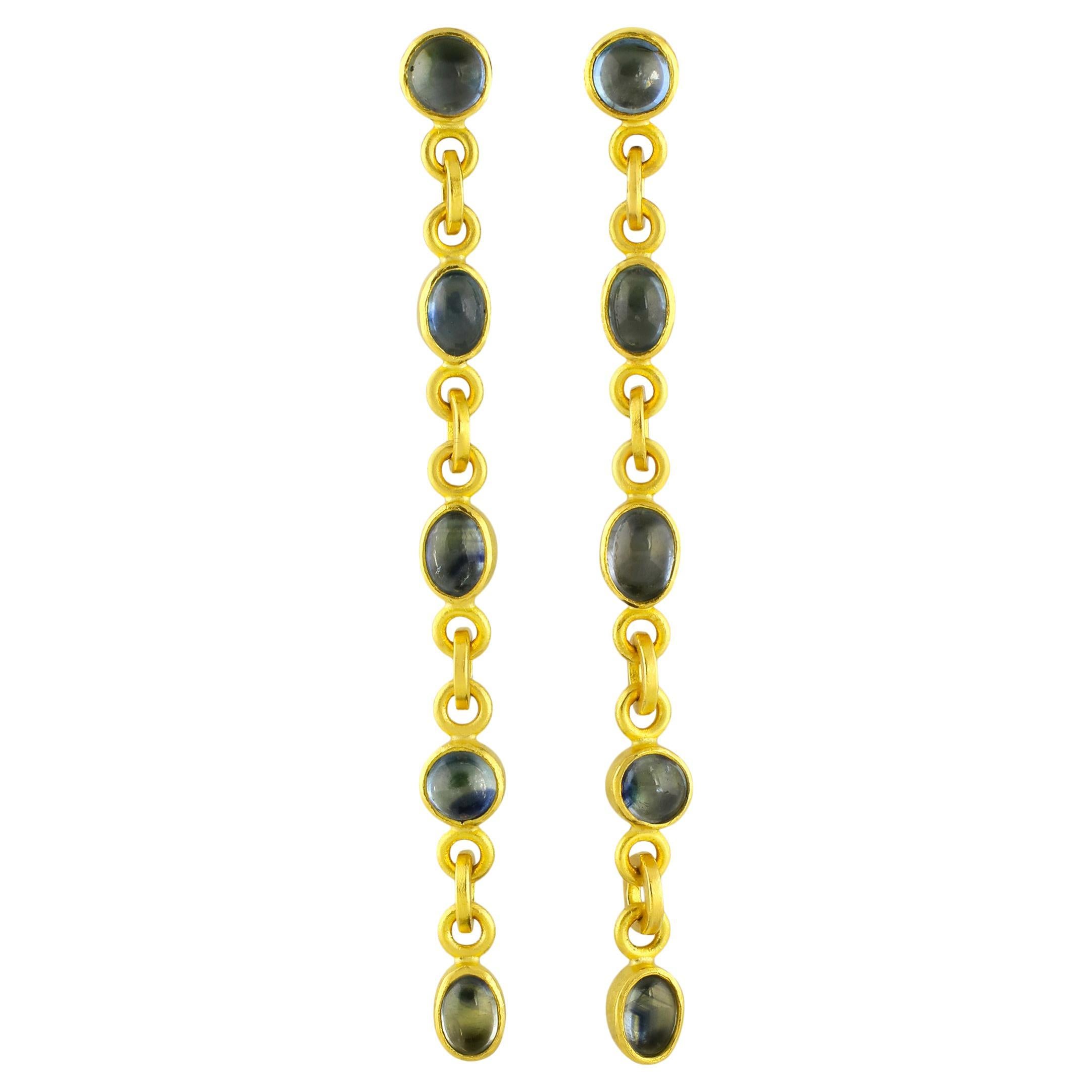 PHILIPPE SPENCER 22K & 20K Gold with 7.97 Ct. Sapphire Statement Earrings For Sale
