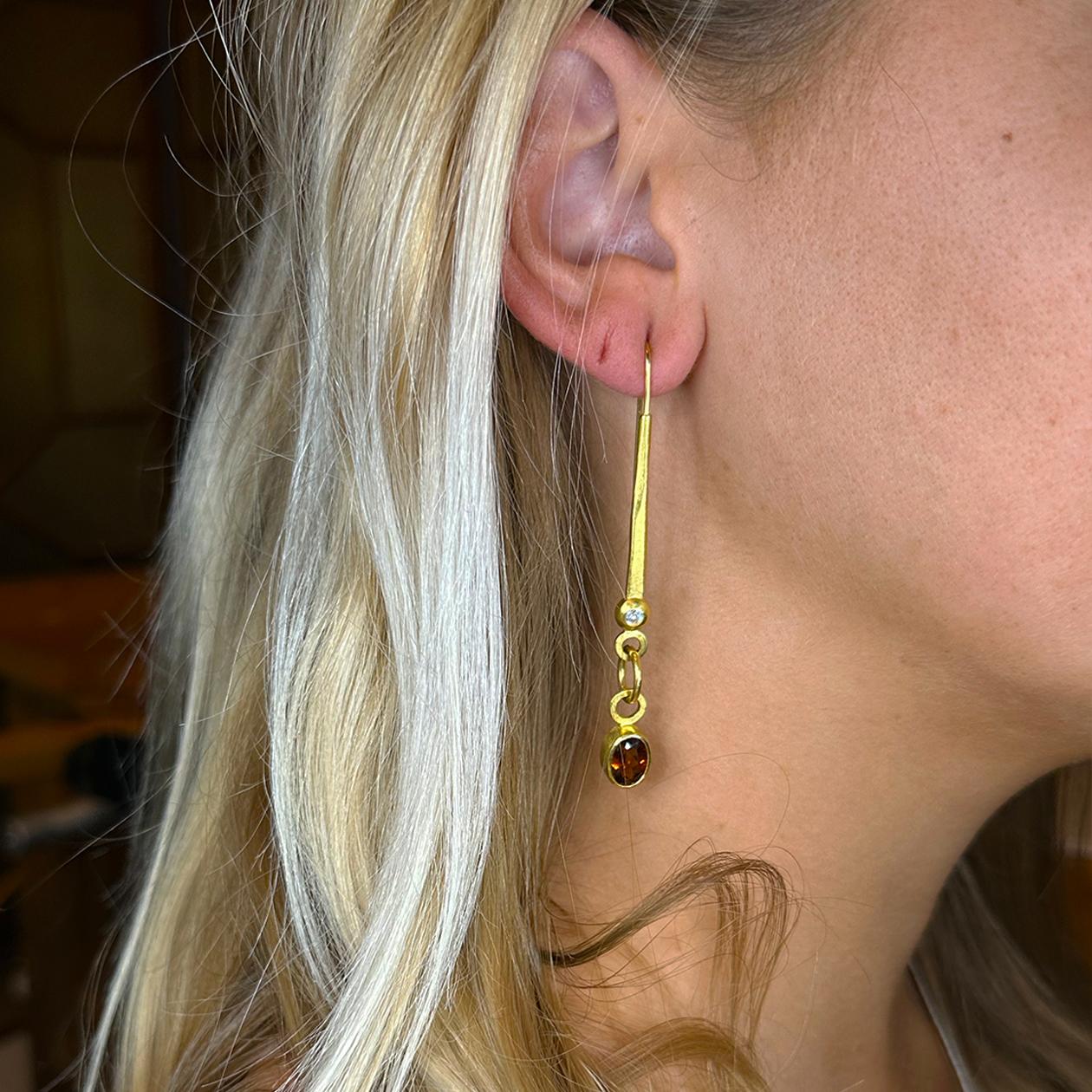 Boucles d'oreilles fantaisie PHILIPPE SPENCER - or 22 carats et 20 carats avec diamants et citrine Neuf - En vente à Key West, FL
