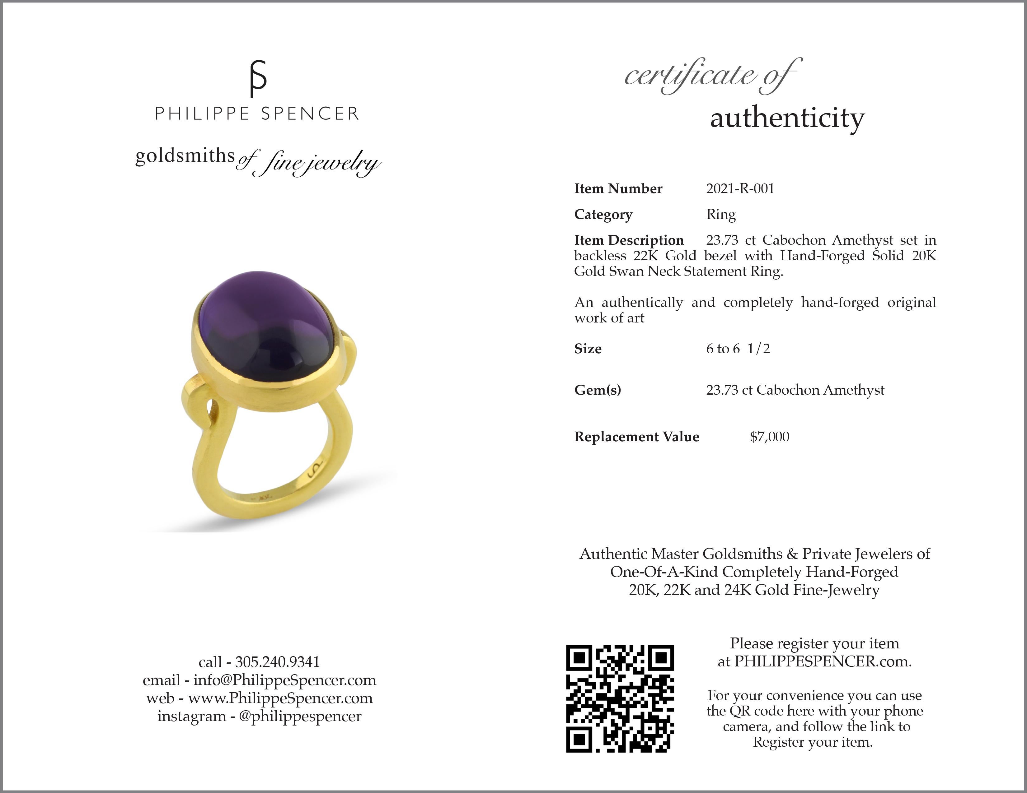 Artisan PHILIPPE SPENCER 23.73 Ct. Amethyst in 22K and 20K Gold Statement Ring For Sale