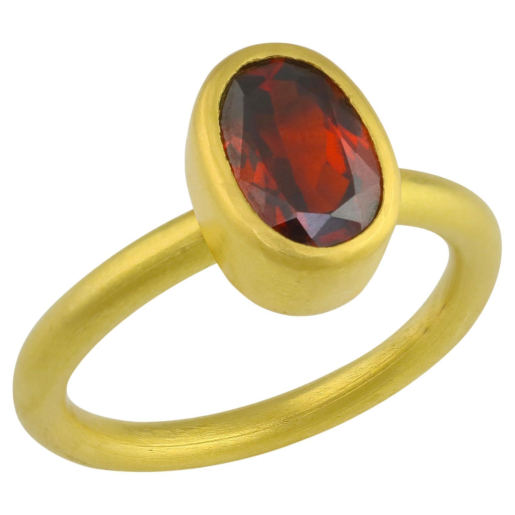 PHILIPPE SPENCER 2.4 Ct. Spessartine in 22K and 20K Gold Solitaire Ring