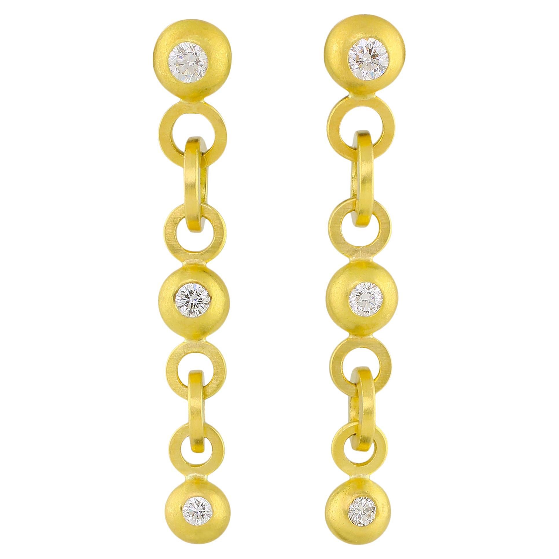 PHILIPPE SPENCER  3/4 Ct. Tw. Colorless Diamonds & Pure 20K Gold  Earrings For Sale