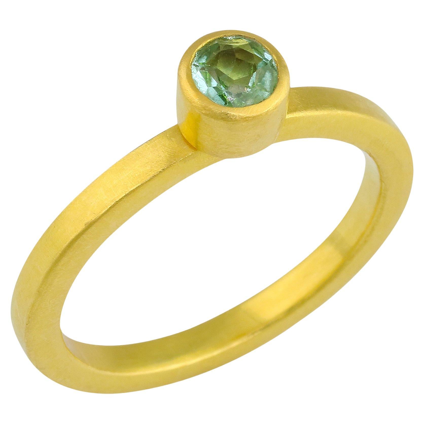 PHILIPPE SPENCER .30 Ct. Teal Tourmaline in 22K and 20K Gold Solitaire Ring For Sale