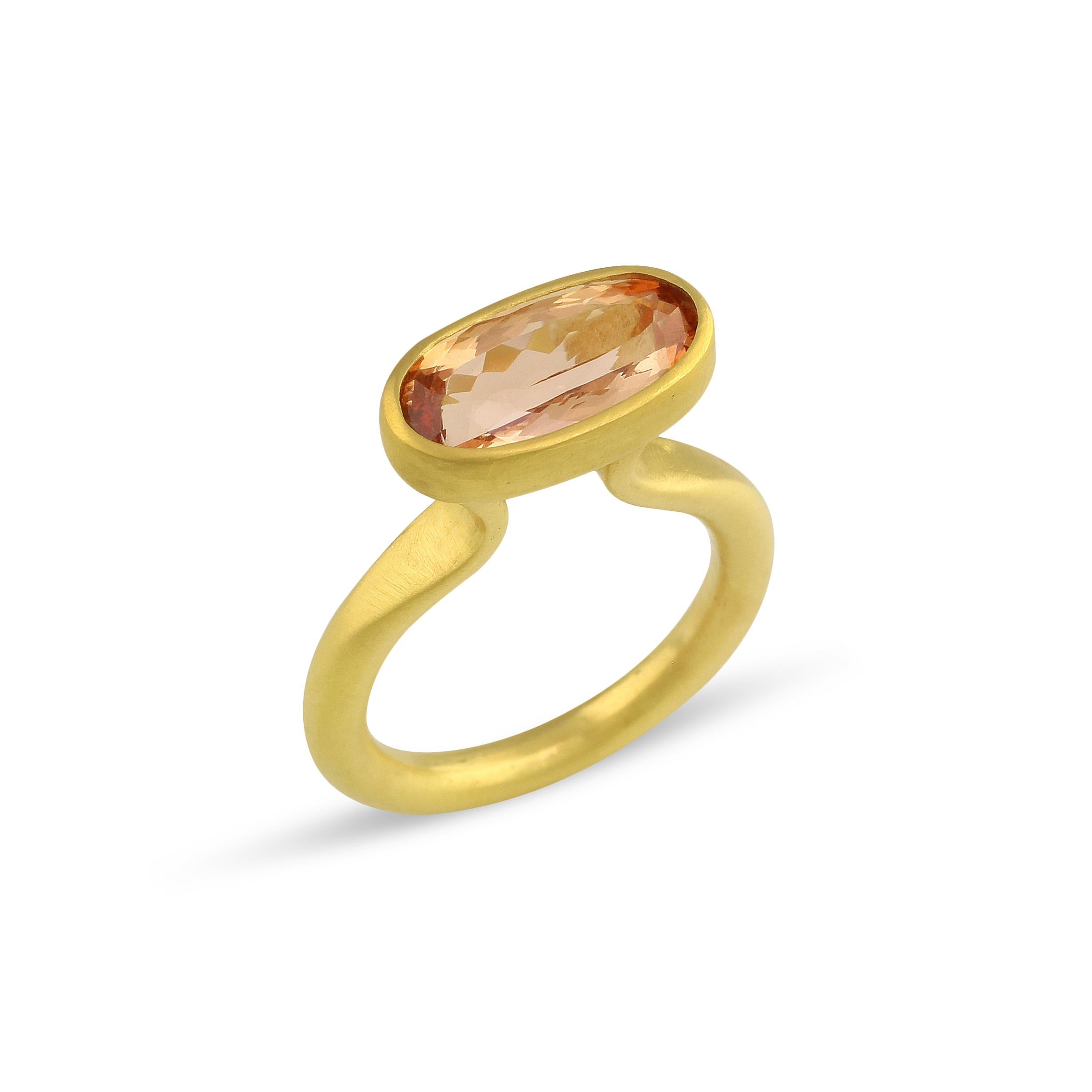 Artisan PHILIPPE SPENCER 4.2 Ct. Imperial Topaz in 22K and 20K Gold Statement Ring For Sale