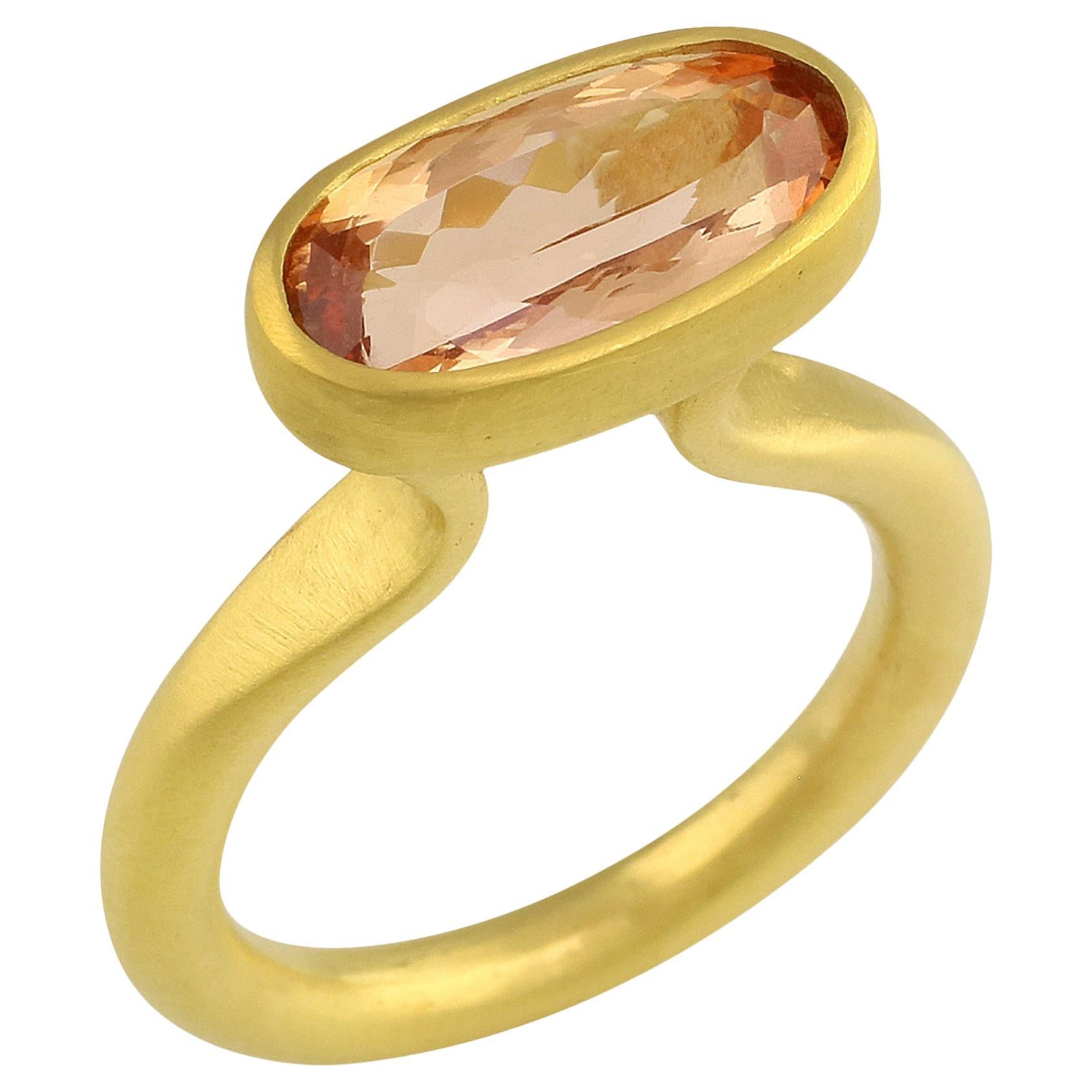 PHILIPPE SPENCER 4.2 Ct. Imperial Topaz in 22K and 20K Gold Statement Ring For Sale