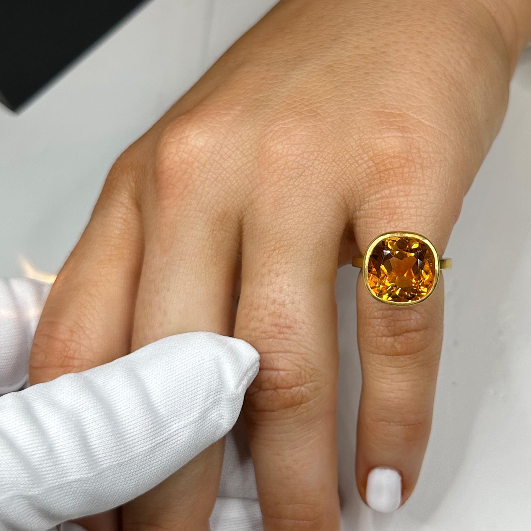 PHILIPPE SPENCER 9.2 kt. Statement-Ring aus Gold mit Citrin in 22 Karat und 20 Karat Gold Damen