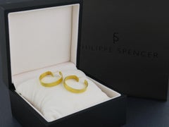 PHILIPPE SPENCER Solid 20K Gold 1" Inch Hand-Forged & Hammered Hoop Earrings