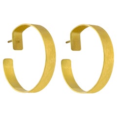 PHILIPPE SPENCER Massiv 20K Gold 1" Zoll Handgeschmiedete & gehämmerte Creolen Ohrringe