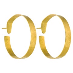 PHILIPPE SPENCER Solid 20K Gold 2" Inch Hand-Forged & Hammered Hoop Earrings