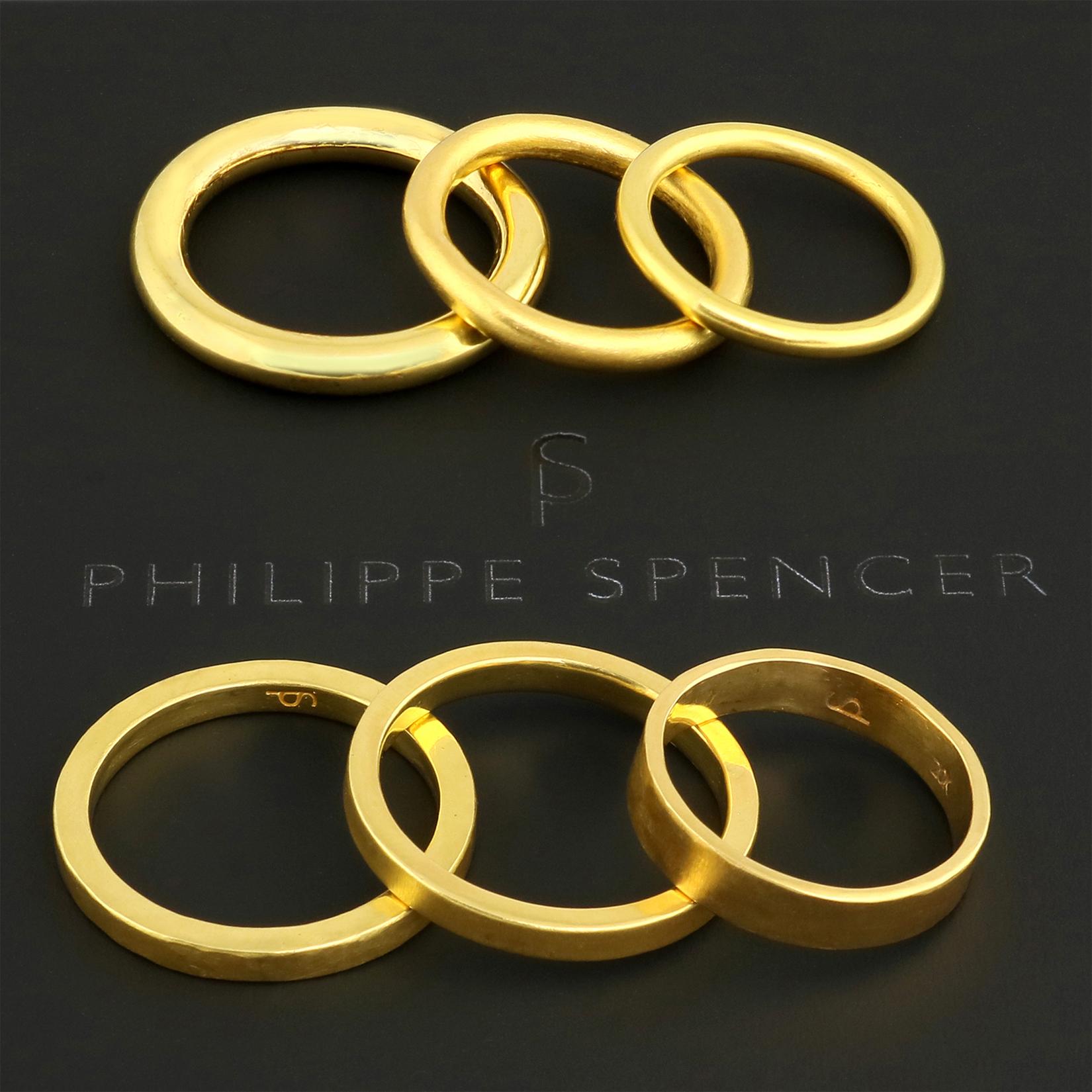 Artisan PHILIPPE SPENCER Solid 20K Gold Hand & Anvil Forged 2.75mm x 2 mm Band For Sale