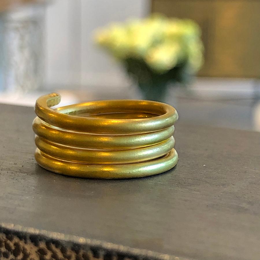 For Sale:  PHILIPPE SPENCER Solid 20K Gold Hand-Forged 2.3mm Organic Round Ring 9