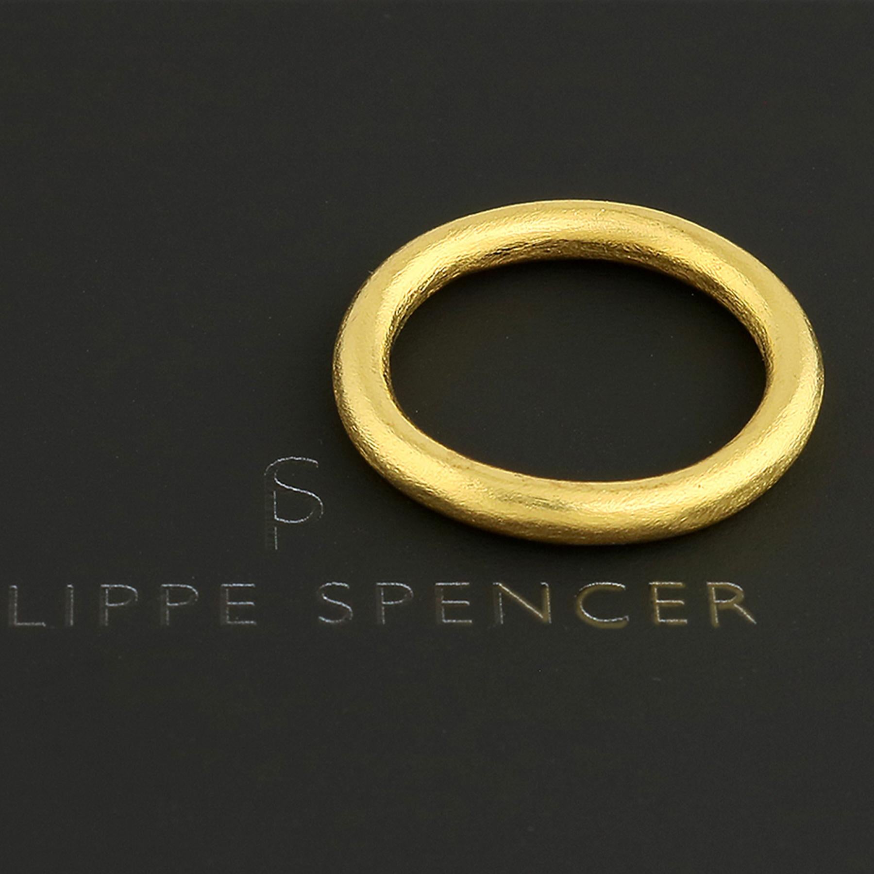 PHILIPPE-SPENCER - 2.8mm Round 20K Gold Hand-Forged Ring. Organic Shape & Matte Finish. Completely Hand-Forged. Each is a unique one-of-a-kind work of art. This PHILIPPE SPENCER solid 20K Gold Hand Made ring is extremely popular with both Men and