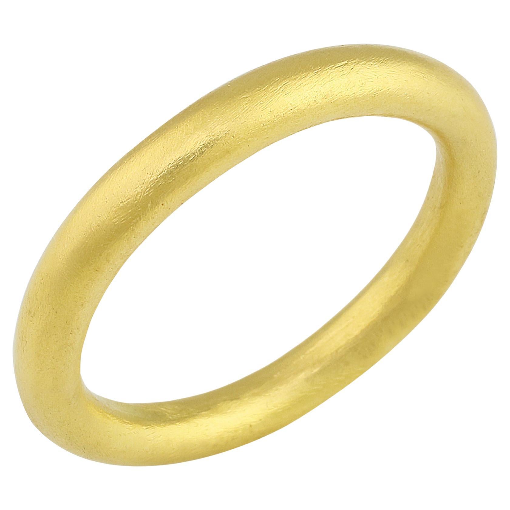 PHILIPPE SPENCER Solid 20K Gold Hand-Forged 2.8mm Organic Round Ring For Sale