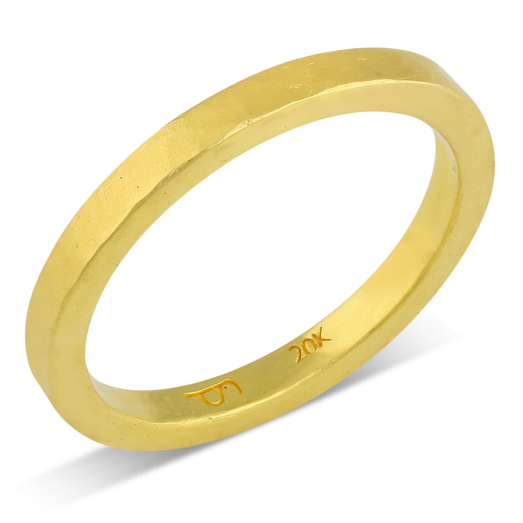 For Sale:  PHILIPPE SPENCER Solid 20K Gold Hand Hammered-Finish 2.5mm x 2.25mm Band 3