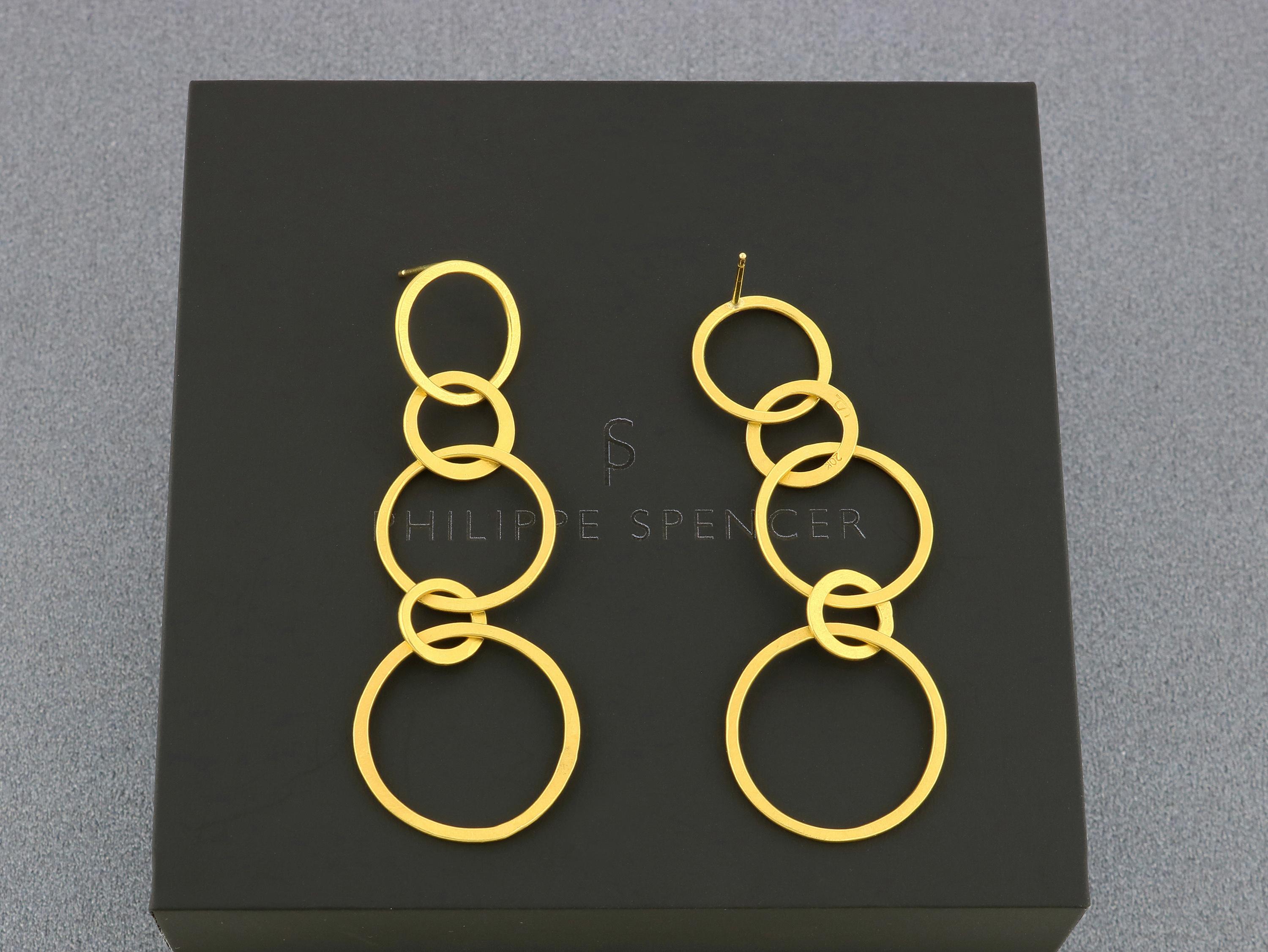 PHILIPPE SPENCER - Solid 22K Gold 5-Hoop Hand & Anvil-Forged Dangling (3