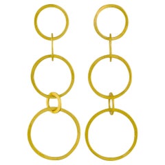 Used PHILIPPE SPENCER Solid 22K Gold 5-Hoop Hand-Forged Dangling Earrings