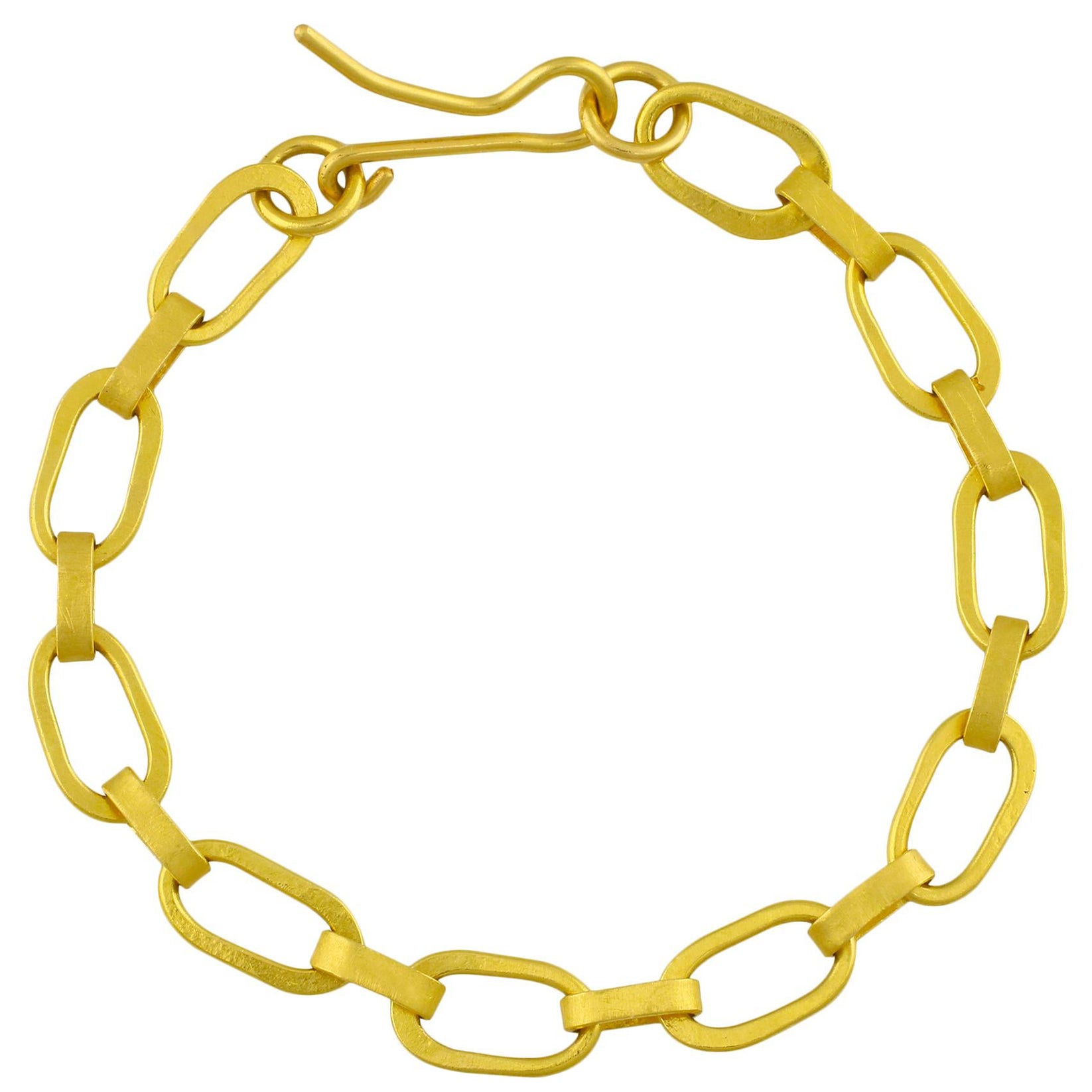 PHILIPPE SPENCER Solid 22K Gold Completely Hand-Forged Oval Link Bracelet For Sale