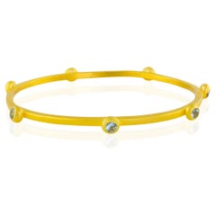 PHILIPPE SPENCER Solid 24K Gold Bangle & Aquamarines in 22K Gold Drops