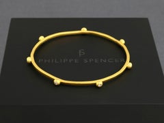 PHILIPPE SPENCER Solid 24K Gold Bangle & Colorless Diamonds in 22K Gold Drops