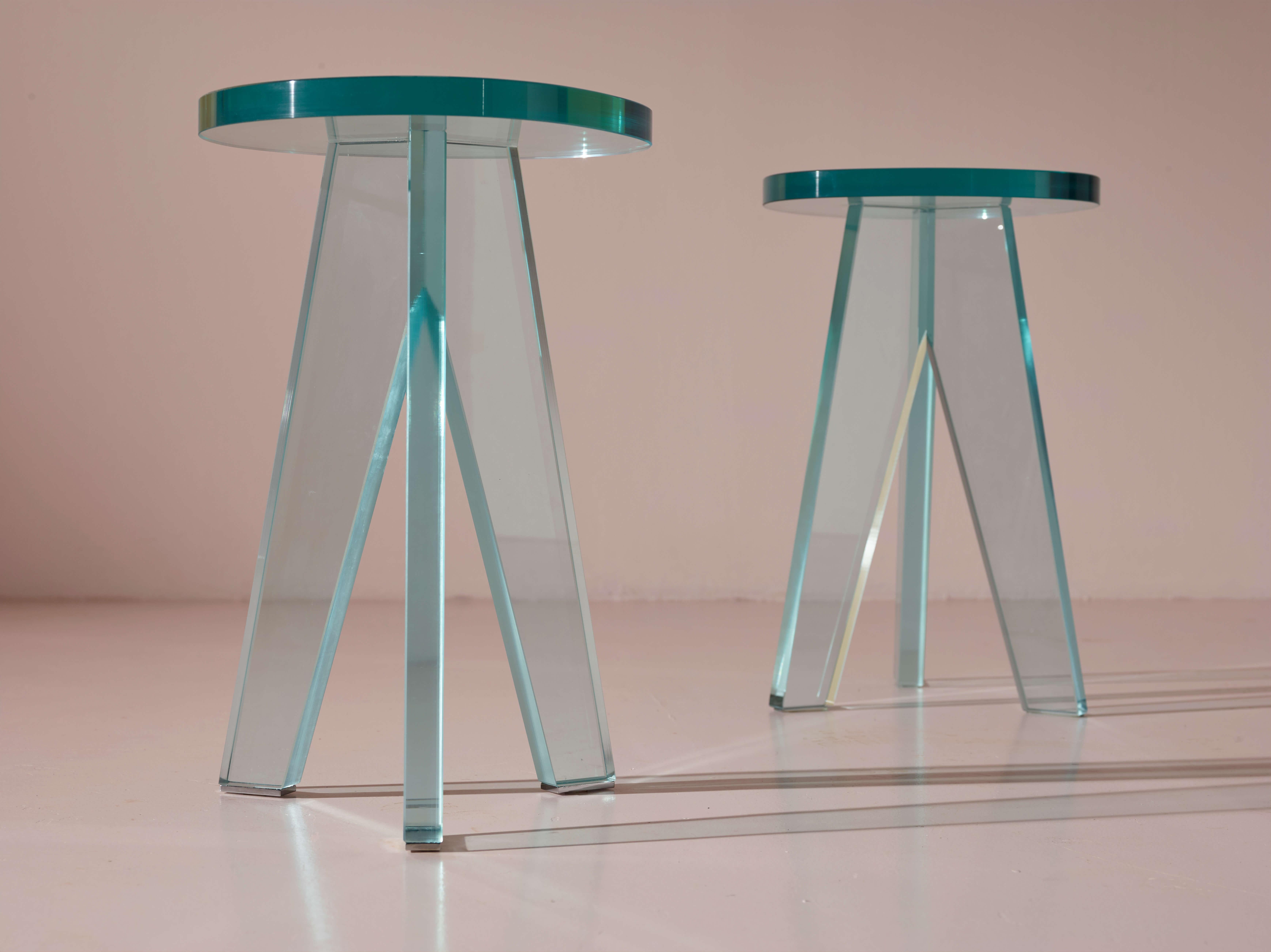 Philippe Stack par de prototipos de taburetes de cristal con certificado de Glas Italia Italiano en venta