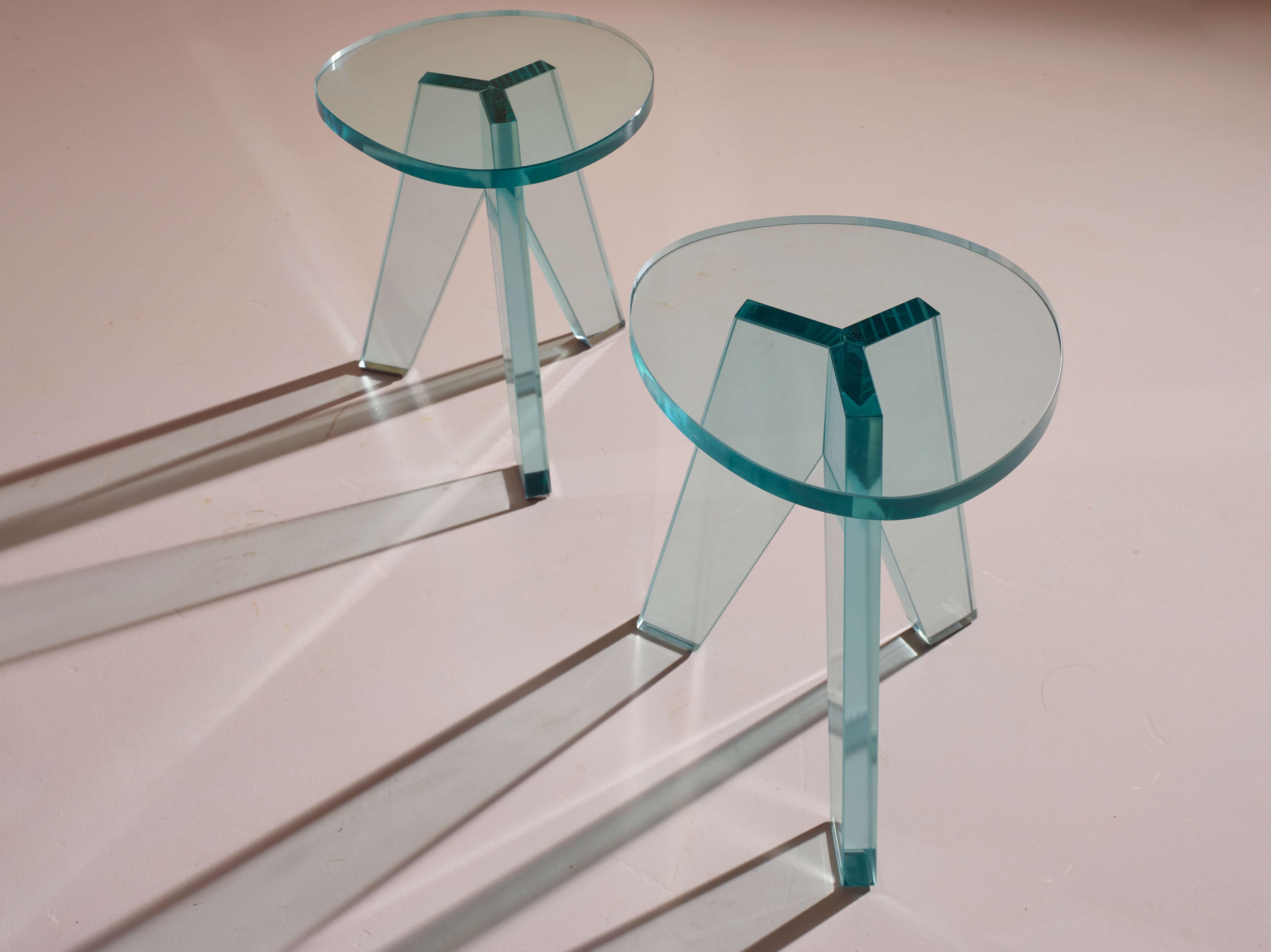 Philippe Stack par de prototipos de taburetes de cristal con certificado de Glas Italia en venta 2