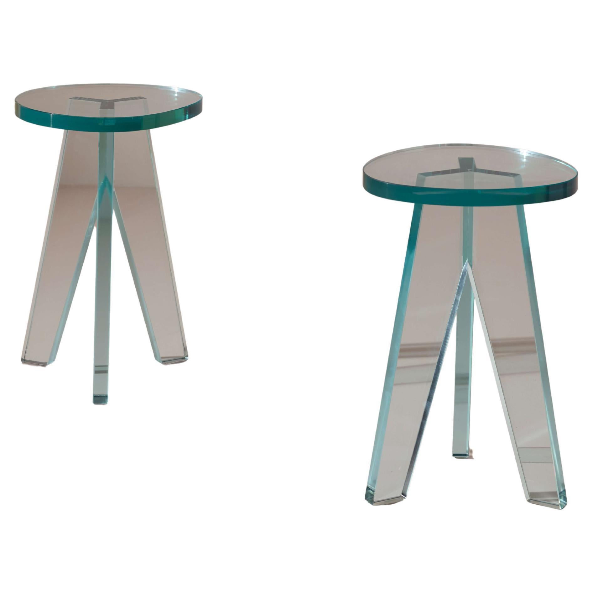 Philippe Stack par de prototipos de taburetes de cristal con certificado de Glas Italia en venta