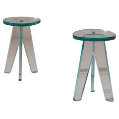 Philippe Stack pair of prototype Crystal stools with certificate by Glas Italia