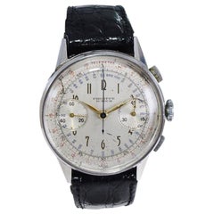 Retro Philippe Stainless Steel Art Deco Chronograph Manual Watch, 1930s