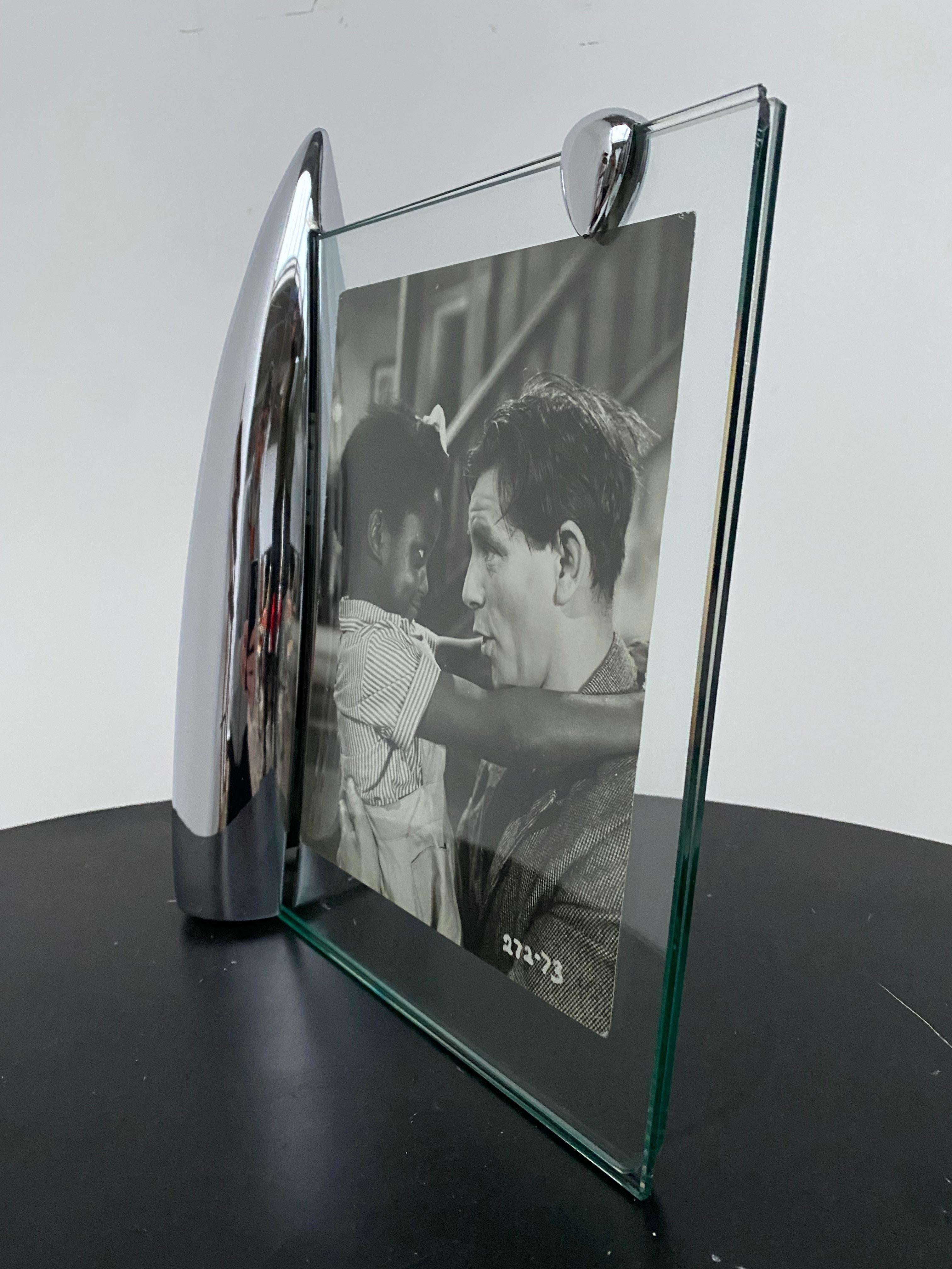 Late 20th Century Philippe Starck 1989 Shark Collection Chrome Picture Photo Frame For Sale