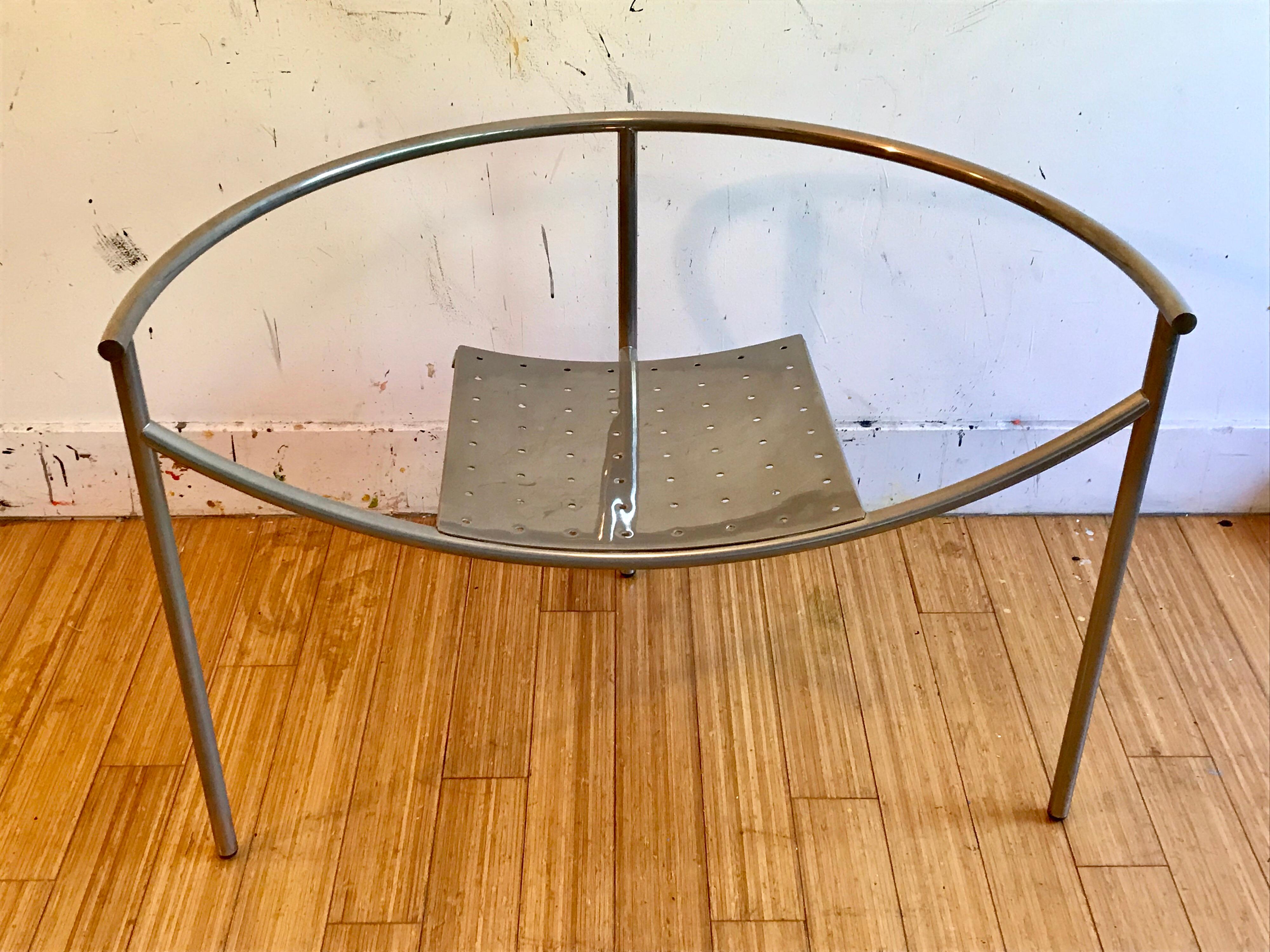Post-Modern Philippe Starck Steel Accent Chair, 1980s
